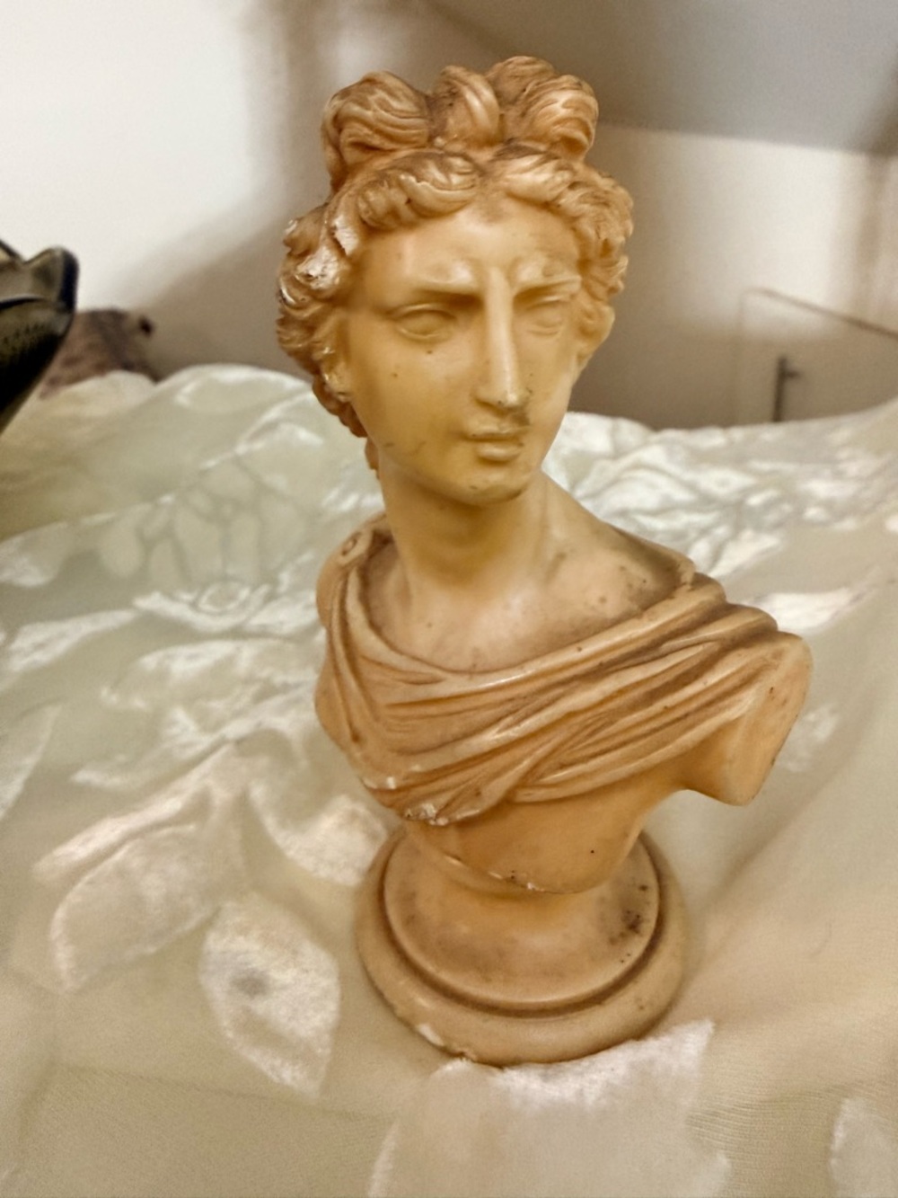 Vintage Classical Tan Bust Sculpture of Apollo for Home Decor